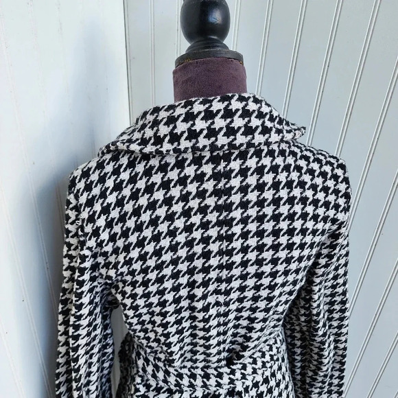 AliceBlue Houndstooth Black Ivory Woven Double-Breasted Blazer Jacket Unlined XL - Picture 8 of 15